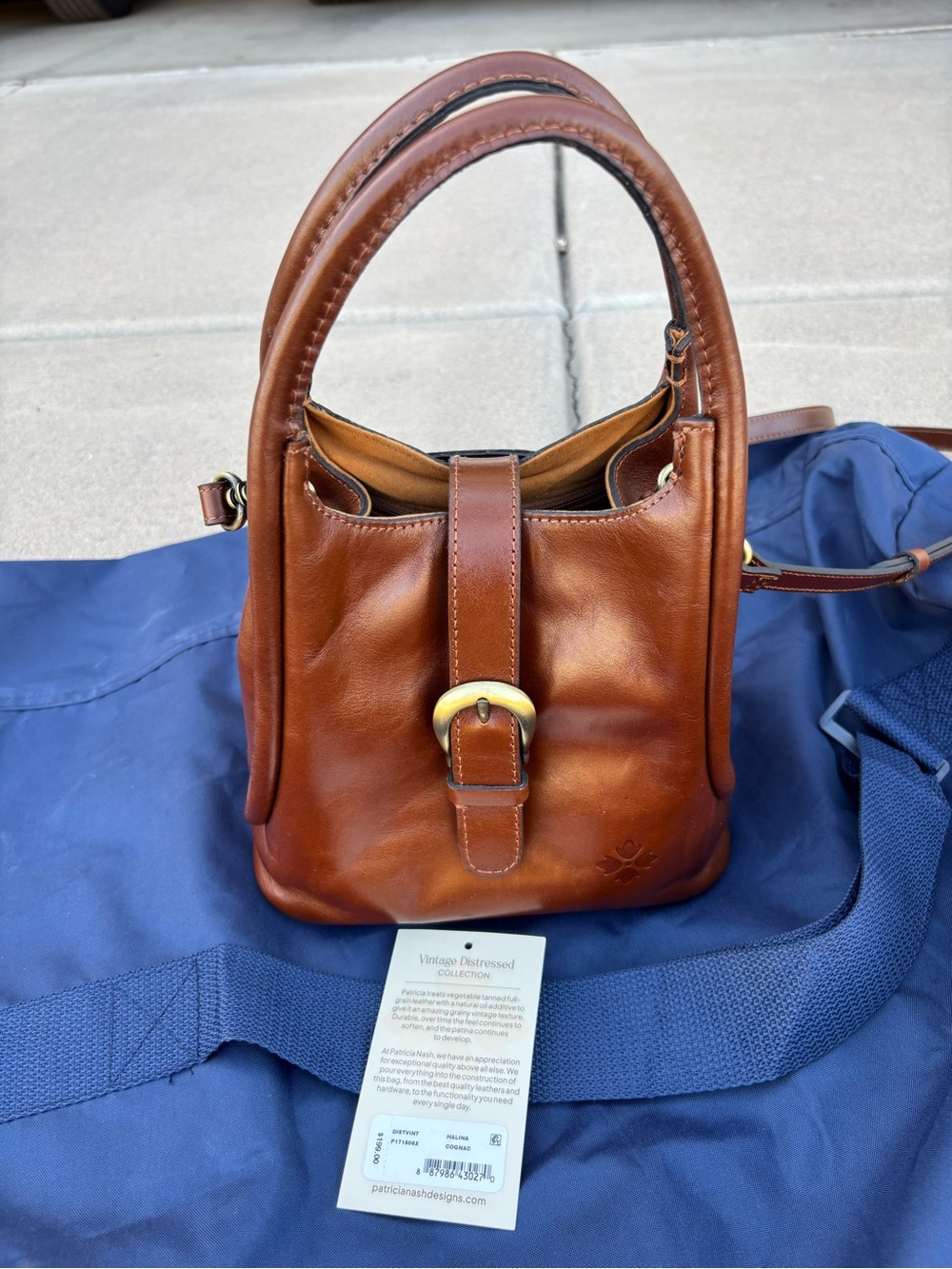 NWT Patricia Nash Brown Leather Buckle Tote Bag